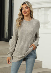Side Split Pocket Detail Textured Casual Tunic